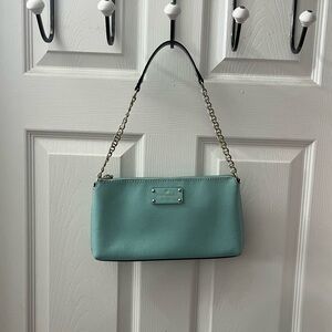 Kate Spade Blue Leather Chain Strap Bag Aqua Blue